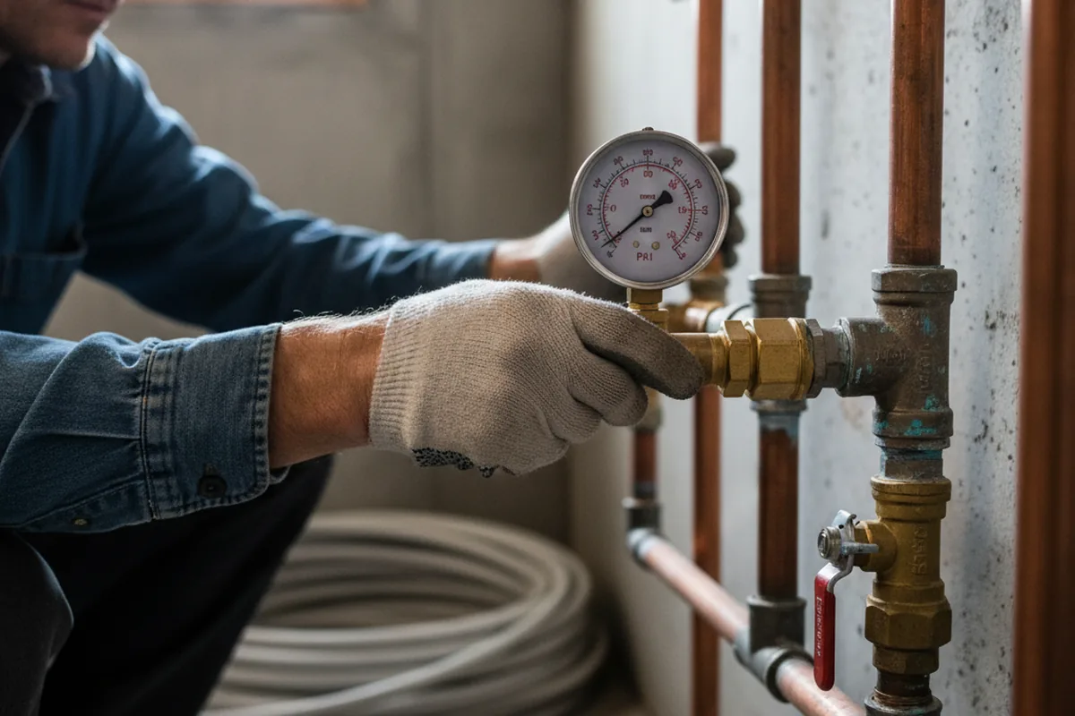 Pressure testing a repaired line during Water Line Repair in Sebastopol